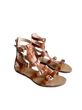 Belle by Sigerson Morrison Bianca Size 10 Tan Leather Strappy Gladiator Sandals